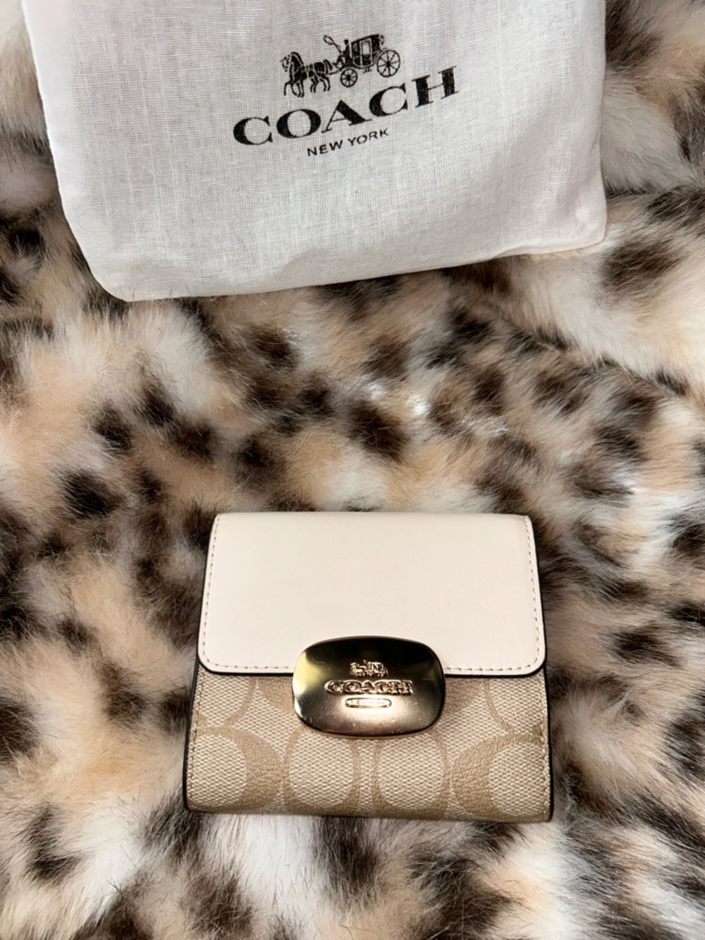 Coach Eliza Small Wallet in Signature Canvas CP255 in Gold/Light Khaki Chalk - Picture 13 of 14